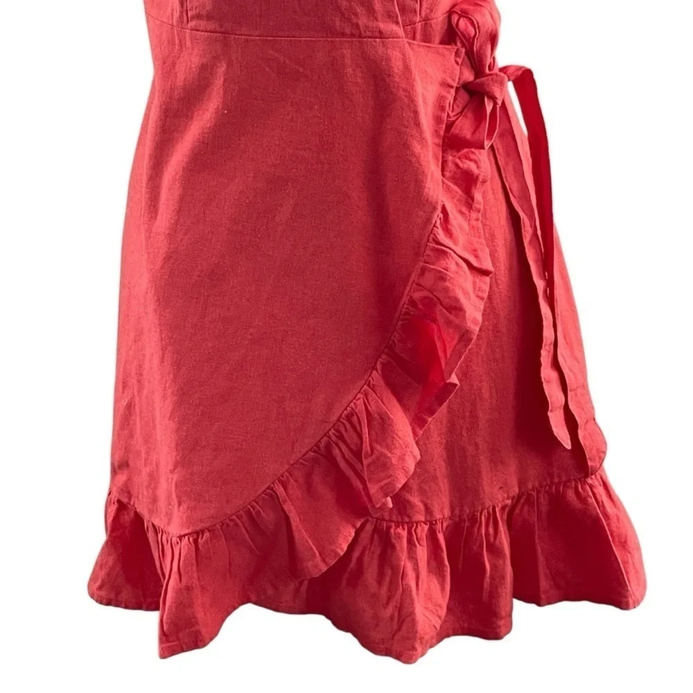 Abercrombie & Fitch Red Asymmetrical Ruffle Wrap Dress Size SP NWT